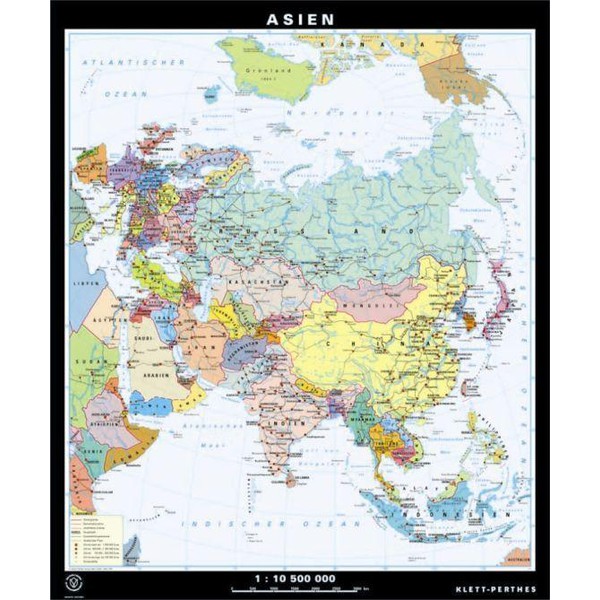 Klett-Perthes Verlag Continent map Asia physical / political (ABW) 2-sided