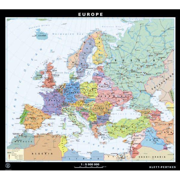 Klett-Perthes Verlag Continent map Europe politisch / stumm (ABW) 2-sided