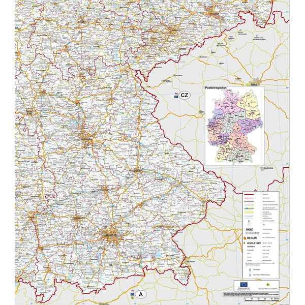 Stiefel Map Verkehrswegekarte Deutschland mit Metallleisten