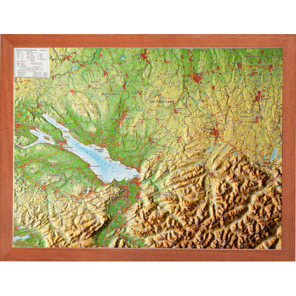 Georelief Allgäu/Lake Constance 3D relief map, small