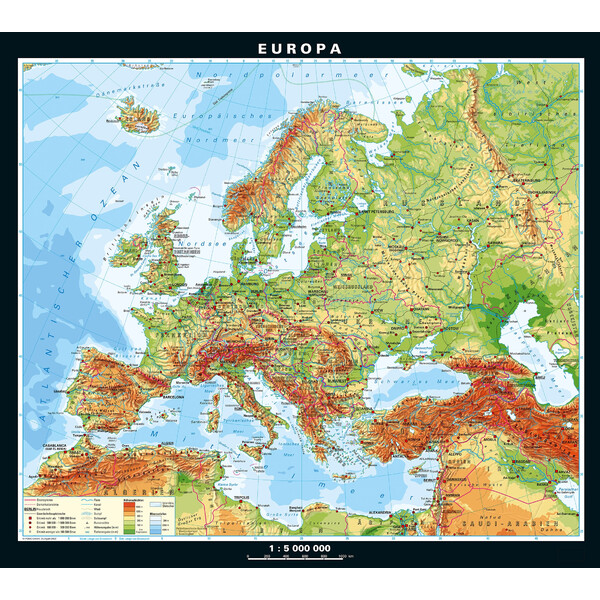 PONS Continental map Europe Physical and political (130 x 115 cm)