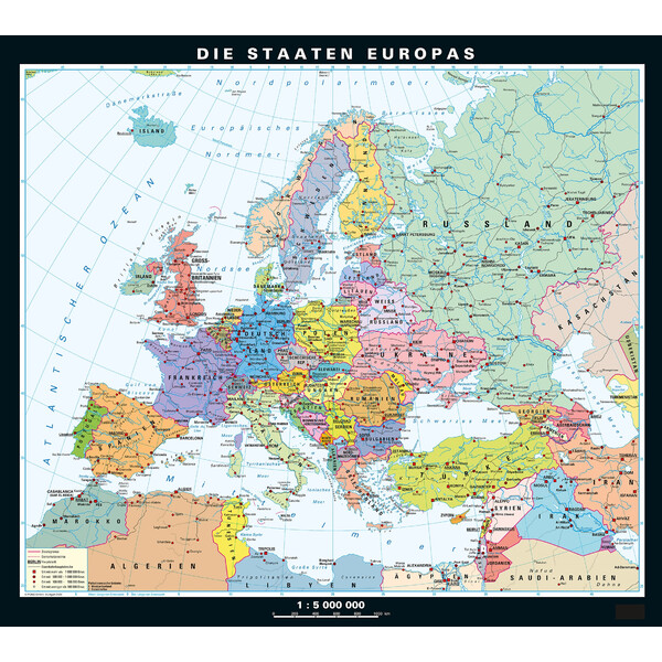 PONS Continental map Europe Physical and political (130 x 115 cm)