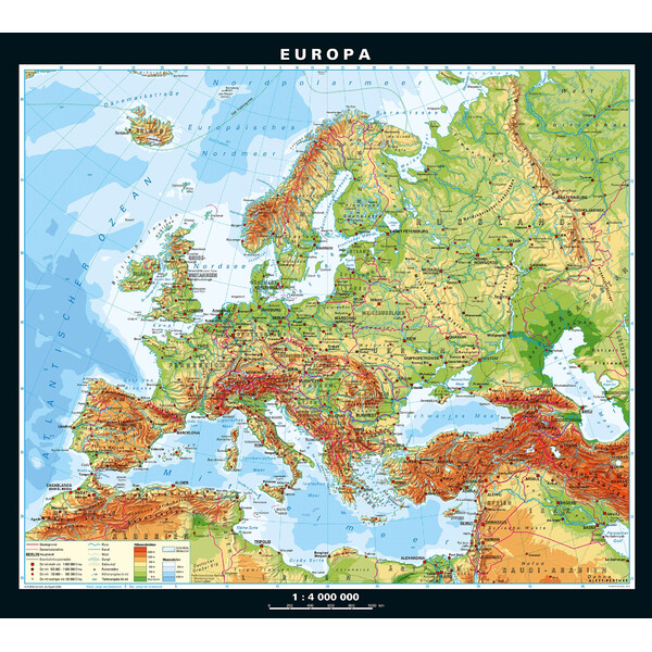 PONS Continental map Europe Physical and political (158 x 142 cm)