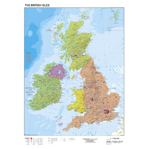 Stiefel Map Großbritannien und Irland politisch (68 x 98 cm)