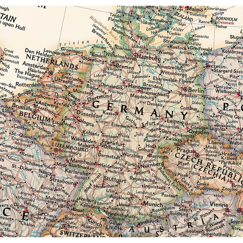 National Geographic 3 section antique map of Europe