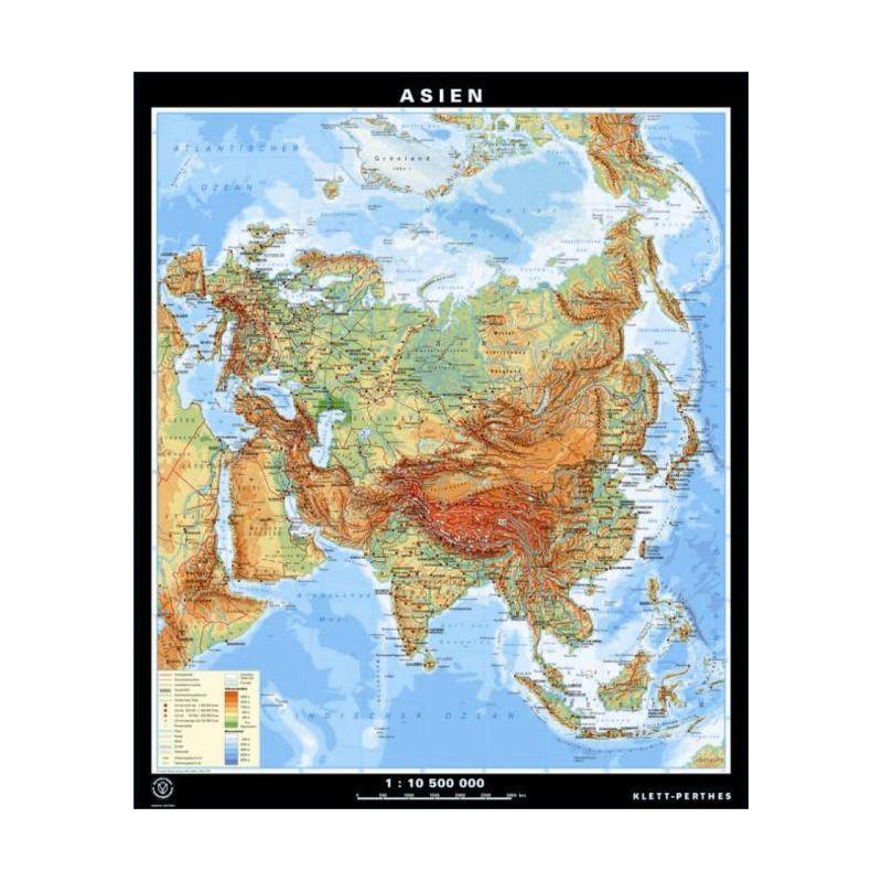 Klett-Perthes Verlag Continent map Asia physical / political (ABW) 2-sided