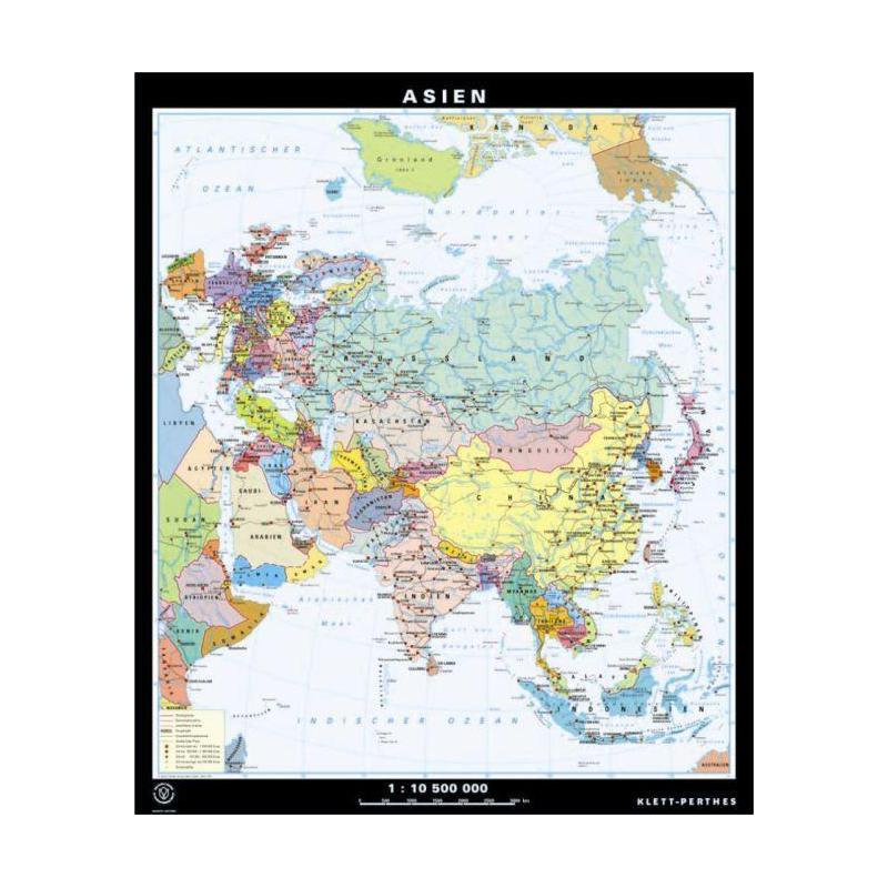 Klett-Perthes Verlag Continent map Asia physical / political (ABW) 2-sided