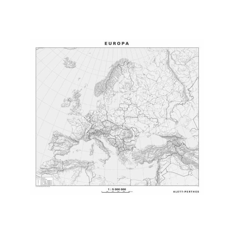 Klett-Perthes Verlag Continent map Europe politisch / stumm (ABW) 2-sided