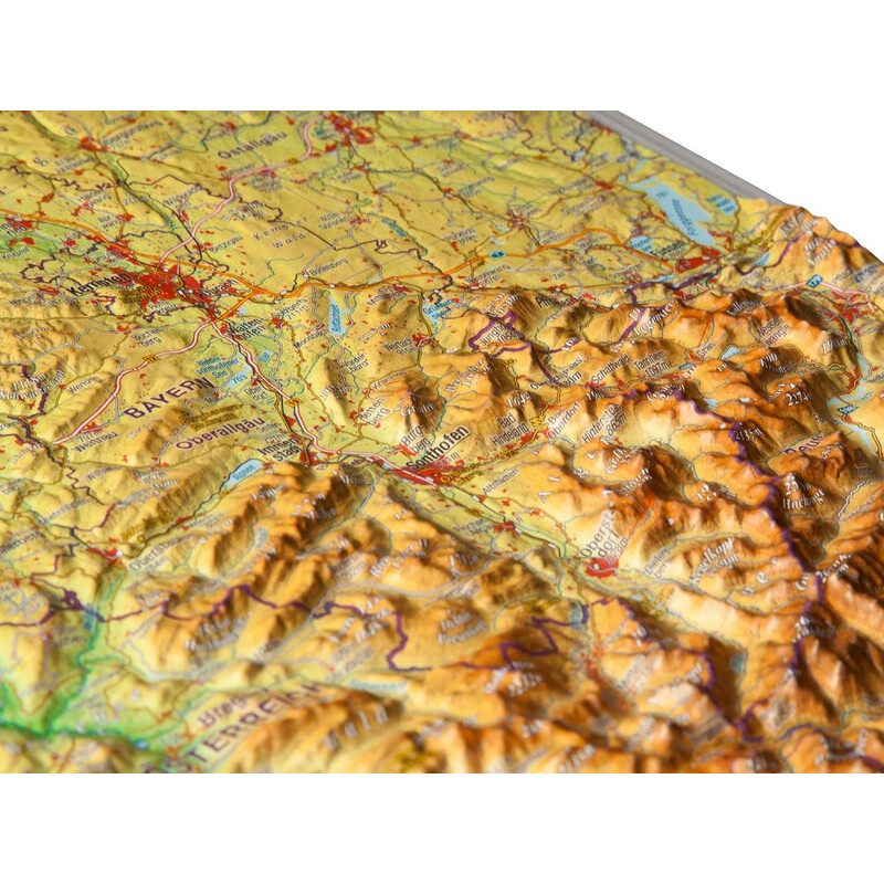 Georelief Allgäu/Lake Constance 3D relief map, small