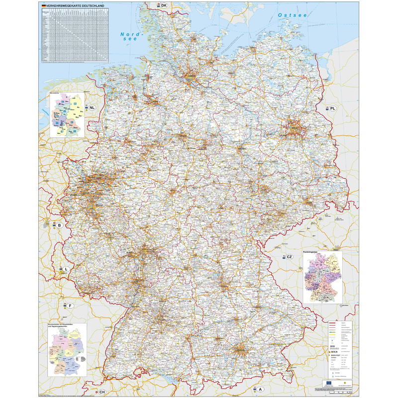 Stiefel Map Verkehrswegekarte Deutschland mit Metallleisten