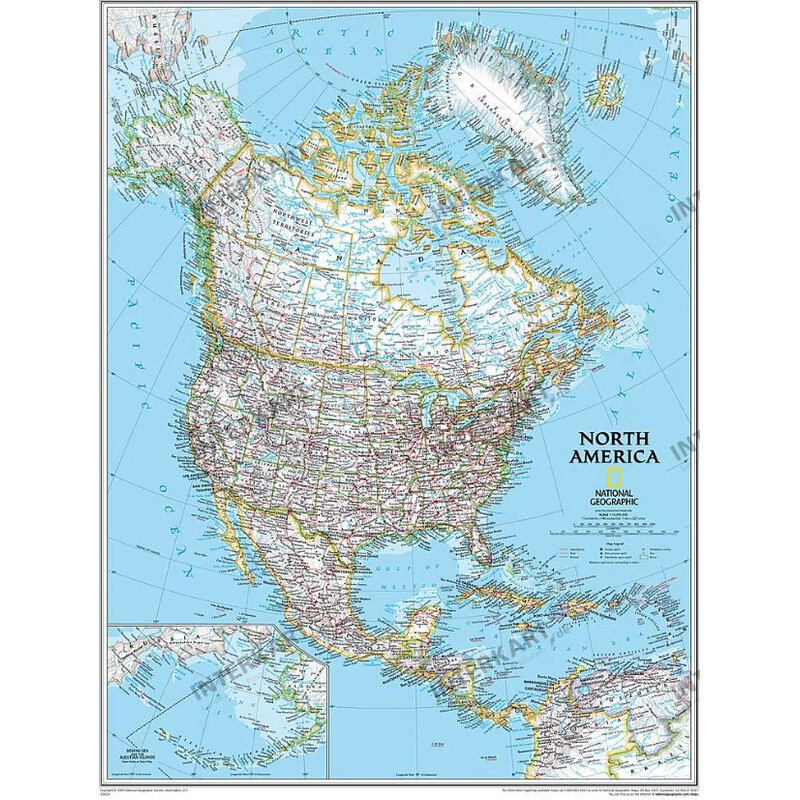 National Geographic Continent map north America, politically groïoe