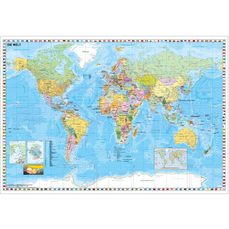 Stiefel World map Political with flag border (95 x 62 cm)