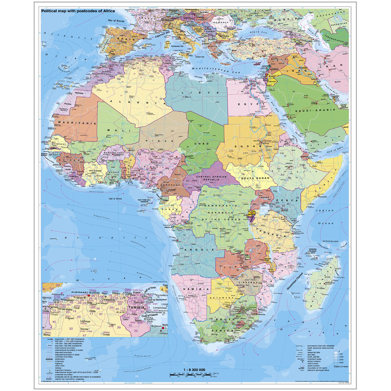 Stiefel Continental map Africa political with postcode