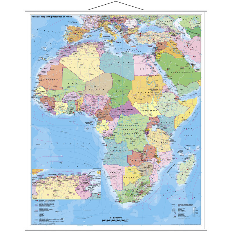 Stiefel Continental map Africa political with postcode