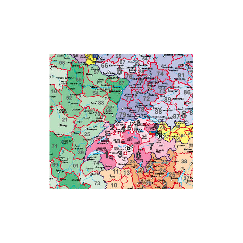 Stiefel Continental map Europe postcode (97 x 119 cm)