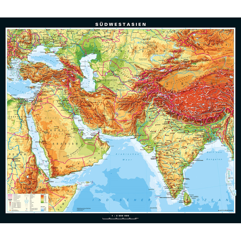 PONS Regional map Southwest Asia physical (205 x 172 cm)