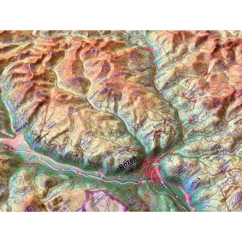 Georelief Tyrol (77 x 57 cm) 3D relief map with aluminium frames