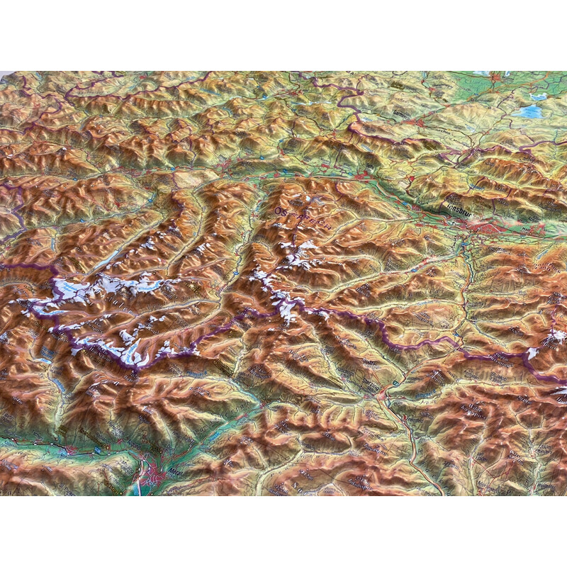 Georelief Tyrol (77 x 57 cm) 3D relief map with aluminium frames