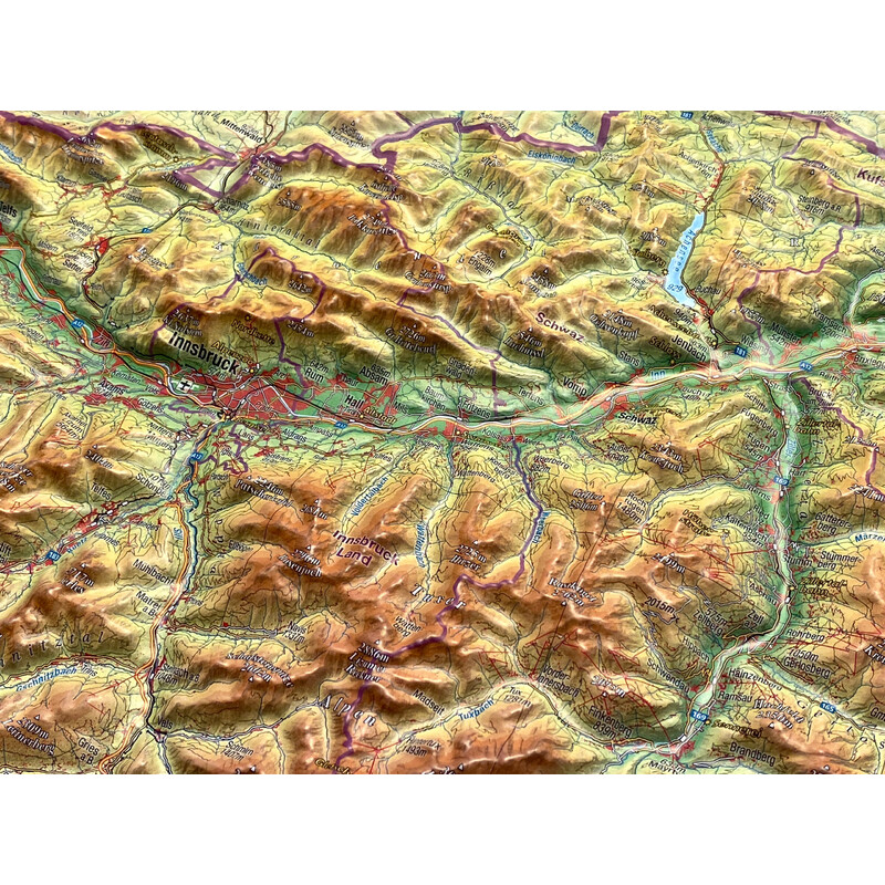 Georelief Tyrol (77 x 57 cm) 3D relief map with aluminium frames