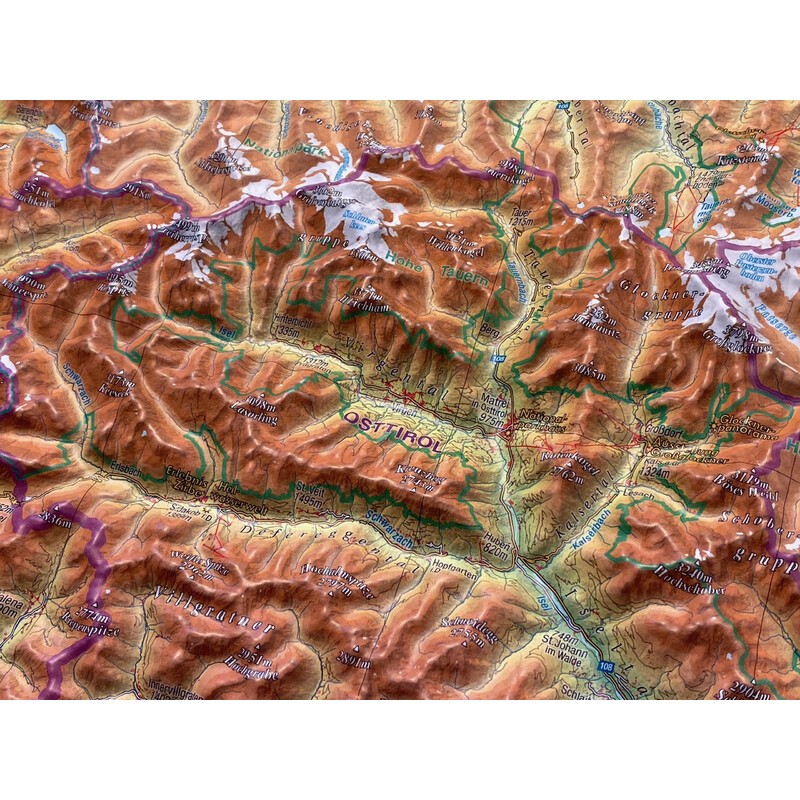 Georelief Tyrol (77 x 57 cm) 3D relief map with aluminium frames