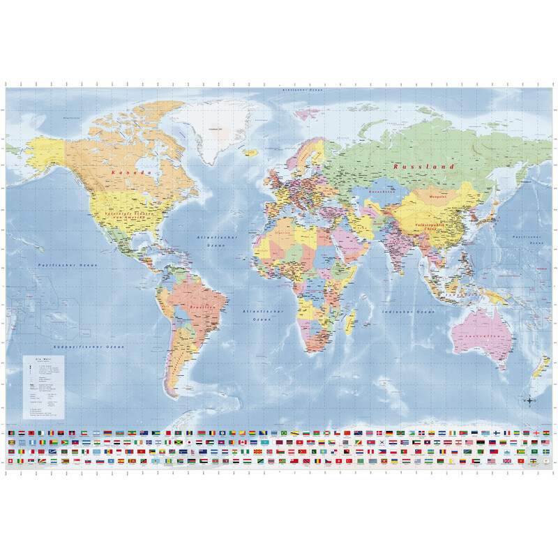 GeoMetro World map political (140 x 100 cm)