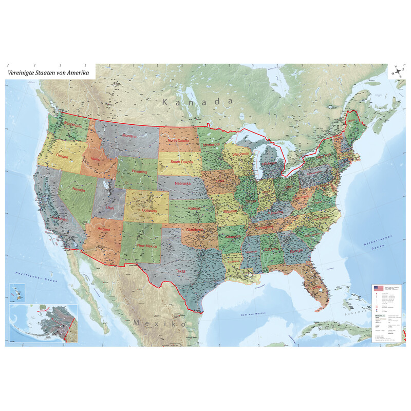 GeoMetro Map USA political (140 x 100 cm)