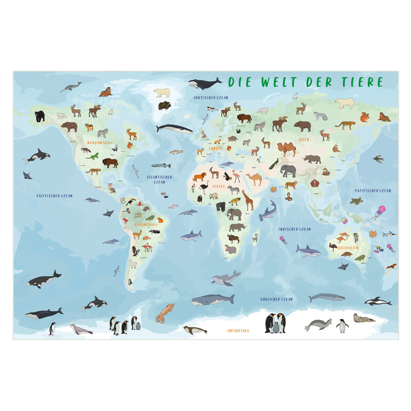 GeoMetro Childrens map The world of animals (84 x 60 cm)