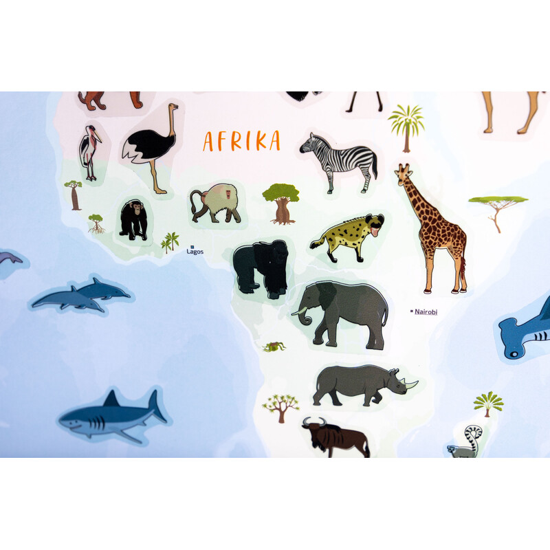 GeoMetro Childrens map The world of animals (84 x 60 cm)