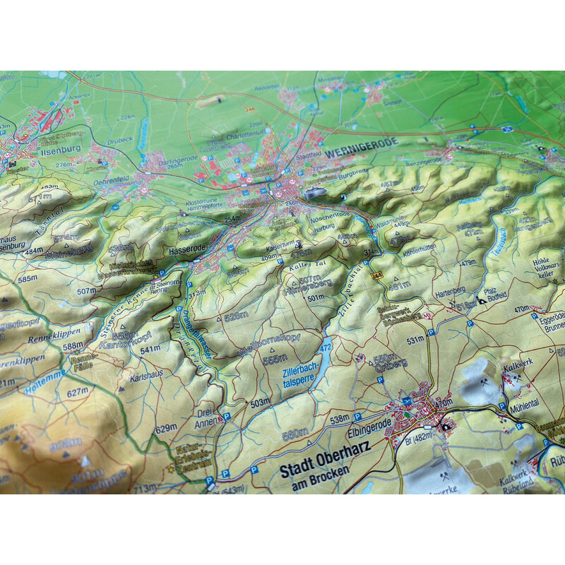 Georelief Harz 3D relief map (77 x 57 cm)