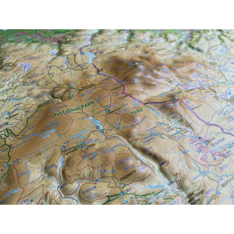 Georelief Harz 3D relief map (77 x 57 cm)