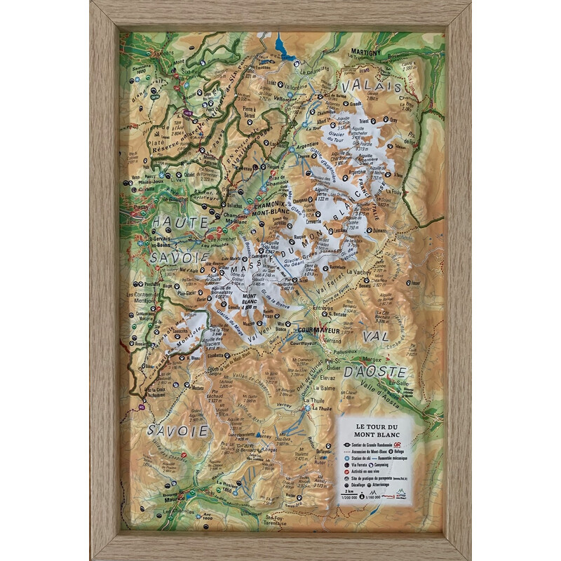 3Dmap Regional map Le tour du Mont Blanc (19,5 cm x 29,5 cm)